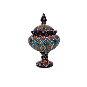 شکلات خوری تک پایه میناکاری روی سفال