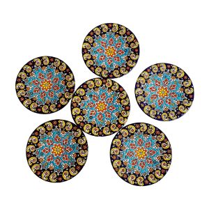 بشقاب میناکاری روی سفال مجموعه 6 عددی