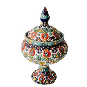 شکلات خوری تک پایه میناکاری روی سفال کد 411