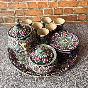 ست چای‌خوری میناکاری ۱۷ پارچه