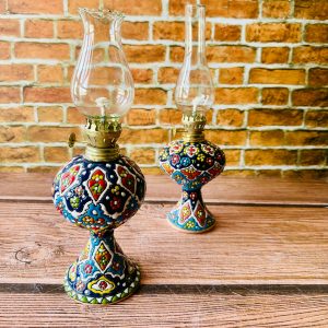 فانوس میناکاری روی سفال ۲۷ سانتی با شیشه (تکی)
