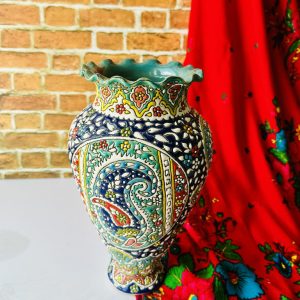 گلدان میناکاری ۳۰ سانتی روی سفال